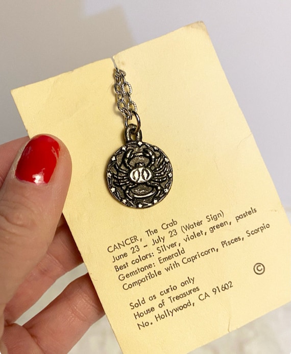 vintage cancer zodiac pendant