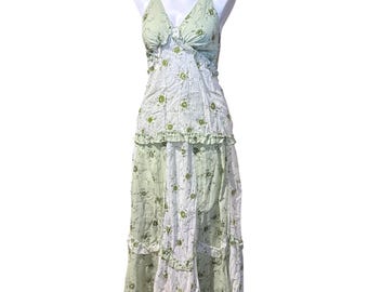 Y2K 3-Piece Shoreline Floral Boho Set, NWT Halter Dress + Matching Layers, Cottagecore Resort Vacation Outfit