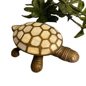 Brass and mother of Pearl turtle trinket box