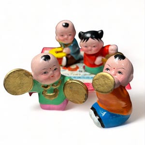Vintage Hui Shan clay figures, Chinese folk art dolls