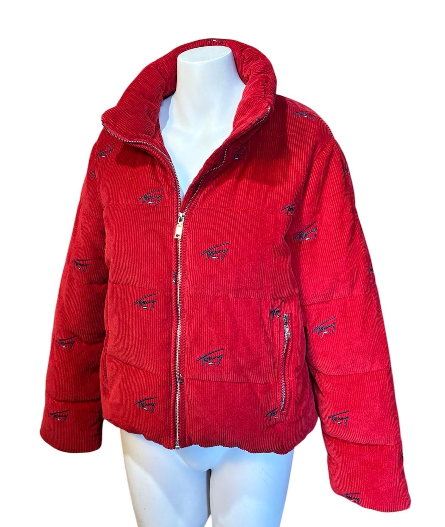 Vintage Tommy Hilfiger Puffer Coat, Red Corduroy Tommy Jacket - Etsy