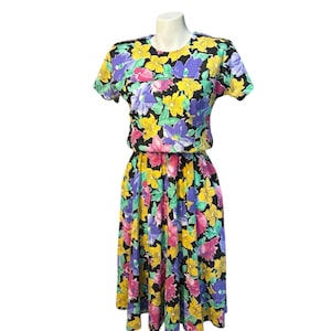 Vintage 80s floral dress, vintage spring dress