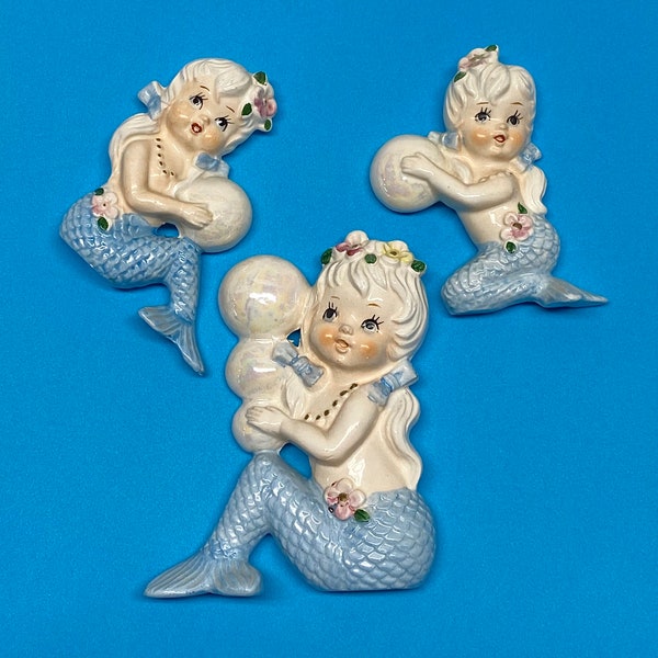 Vintage Tilso Mermaids, MCM mermaid kitsch