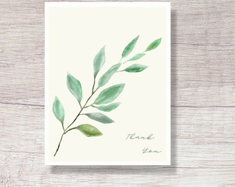 PRINTABLE Leaf Watercolor Thank You Card