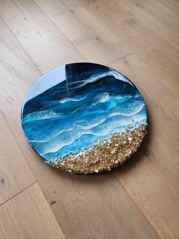 16 Abstract Beach Art With Resin Ocean Waves: Round Epoxy Resin 3D