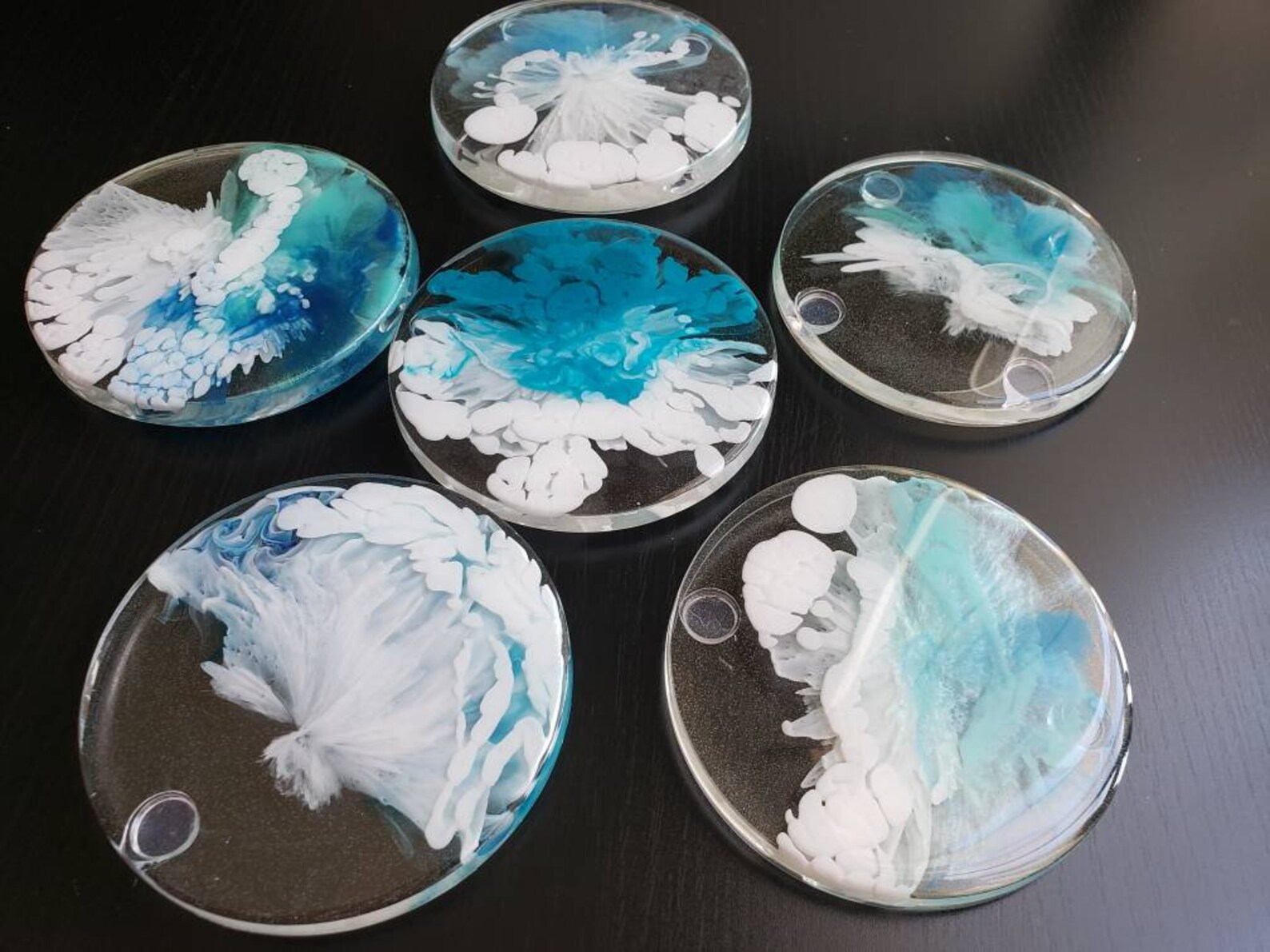 Unique gift ideas abstract epoxy resin ocean waves art round Etsy