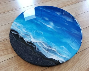 16 Abstract Beach Art With Resin Ocean Waves: Round Epoxy Resin 3D