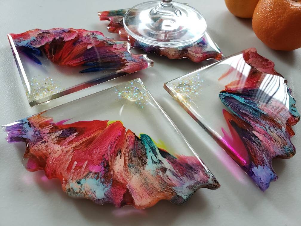 Unique gift for Mother's Day 4pc epoxy resin colorful Etsy