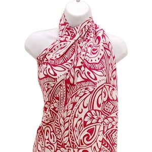 New Hawaii Sarong Pareo White Leaves Hawaiian Luau Cruise Wrap Dress 100% Rayon