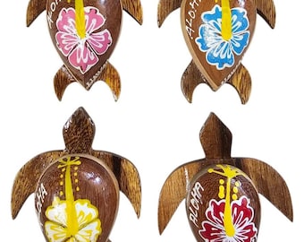 Hawaii Aloha Design Wooden Turtle Refrigerator Kitchen Magnet