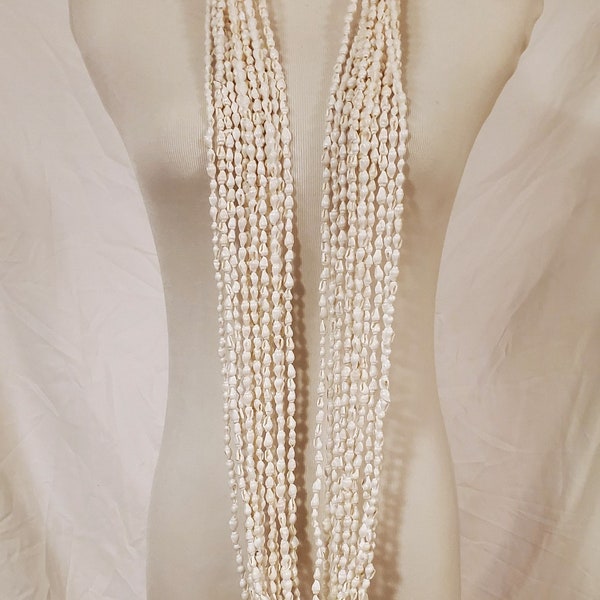 12 Strands about 56" White or Beige Nassa Shell Necklace Lei