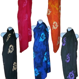 Plus Size Hawaiian Sarong Pareo Hibiscus Hawaiian Luau Cruise Wrap Dress