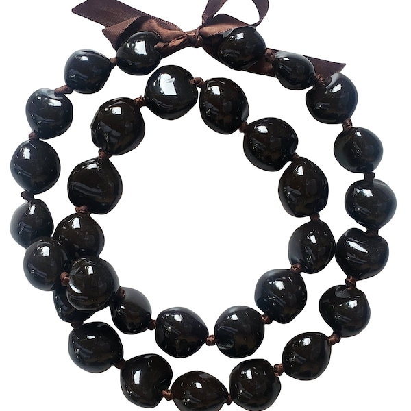 New 32" Best Quality BROWN Kukui Nut Necklace Lei