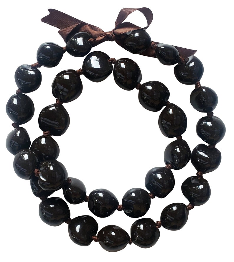 New 32 Best Quality BROWN Kukui Nut Necklace Lei image 1
