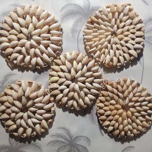 5 pcs Cowrie Shell HOT Plate MAT Coaster Beach Decor 4&quot; Hawaii