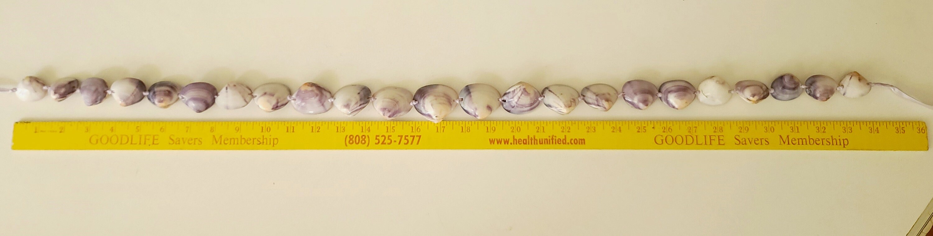 Purple White Clam Shell Hawaiian Lei 30