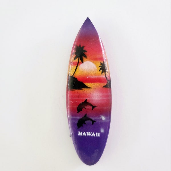 Assorted Hawaii Airbrushed Wood Carved Decor Surfboard Magnets 4 x 1 Inches