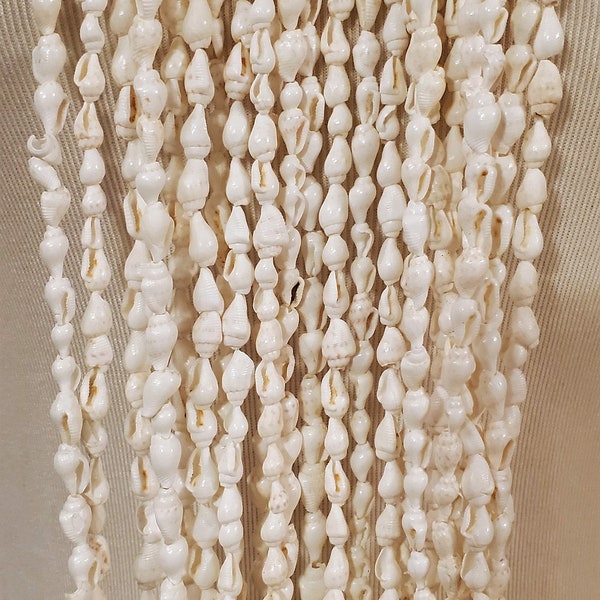 Nassa Shell Long Lei Necklace - 1, 2, 3, 4, 5, 6 or 12 Strands about 56" White or Beige Hawaiian Lei Necklace Graduation Wedding Birthday