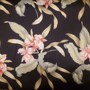 Hawaiian Pink Flowers 100% Rayon Mid-weight Fabric Sold By the Yard 56&quot; Width