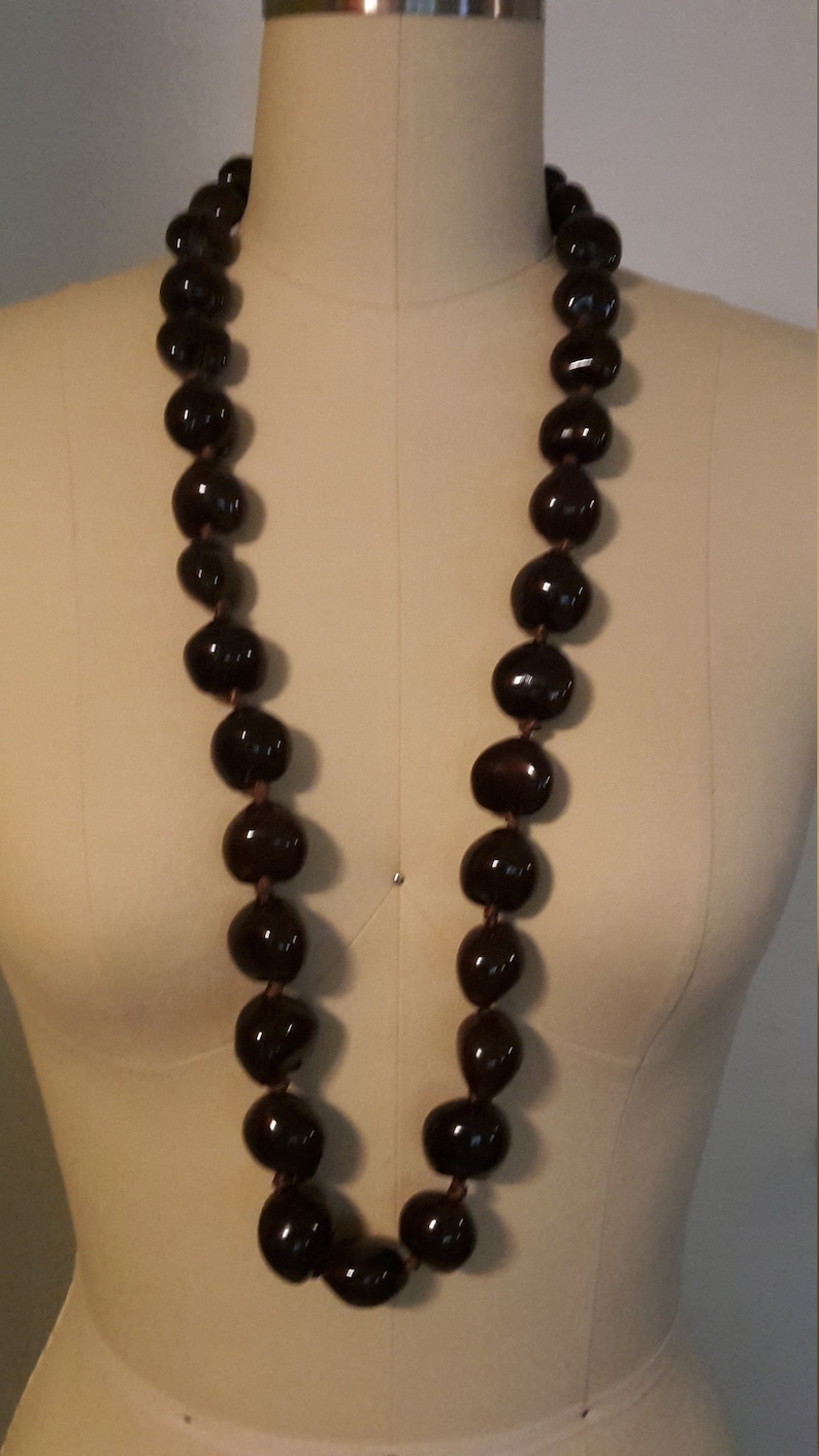 New 32 Best Quality BROWN Kukui Nut Necklace Lei image 3