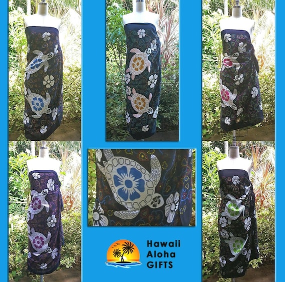 New Hawaii Sarong Pareo Luau Cruise Wrap Dress Turtle