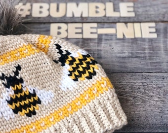 The Bumble Bee-nie *PDF PATTERN ONLY* crochet hat, waistcoat stitch, save the bees, pompom, black and yellow, bumblebee hat crochet pattern