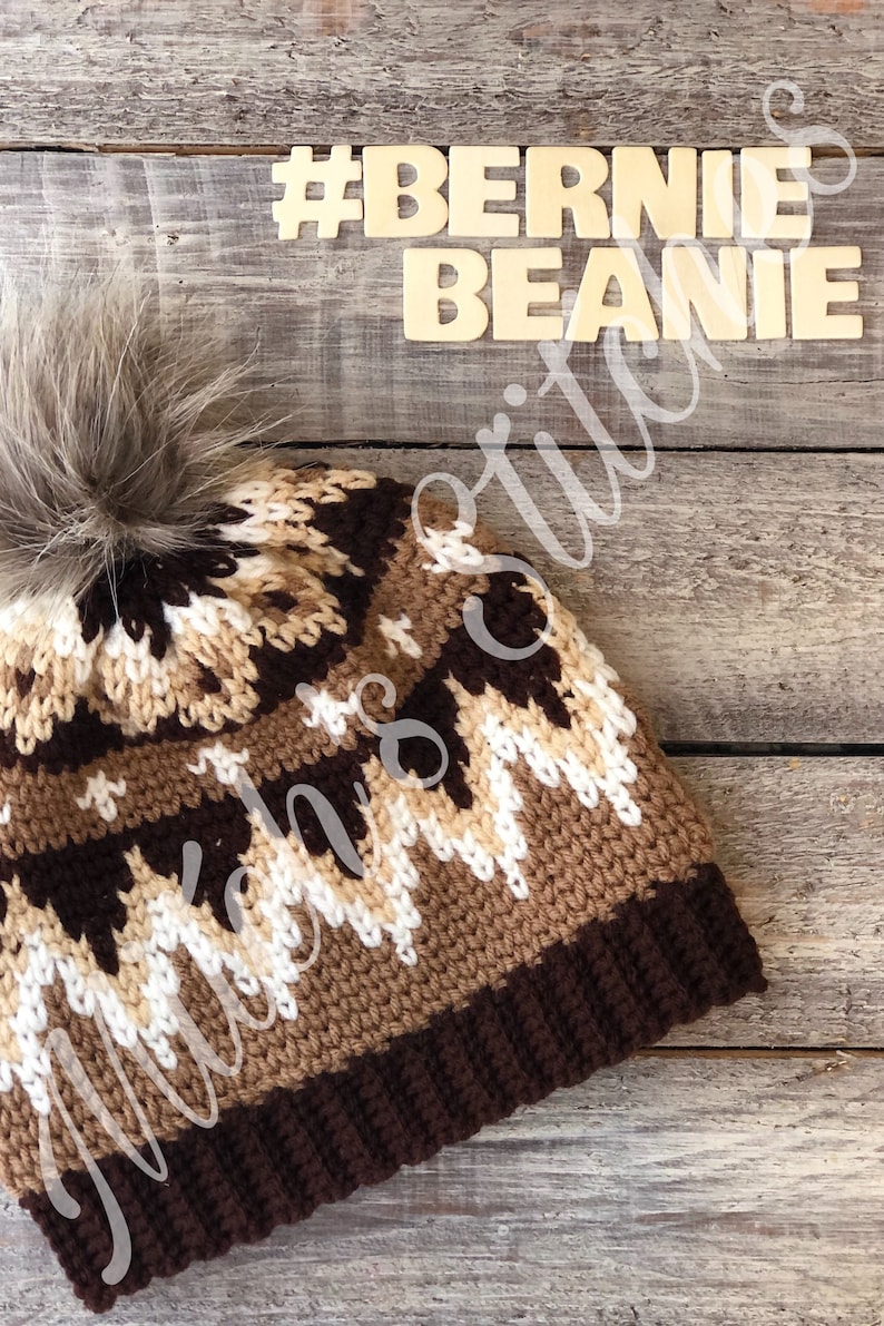 The Bernie Beanie Crochet Hat Pattern, Bernie Sanders, Inauguration Mittens, PDF Download, Vermont, Bernie Sanders Inspired, Bernies Mittens image 2