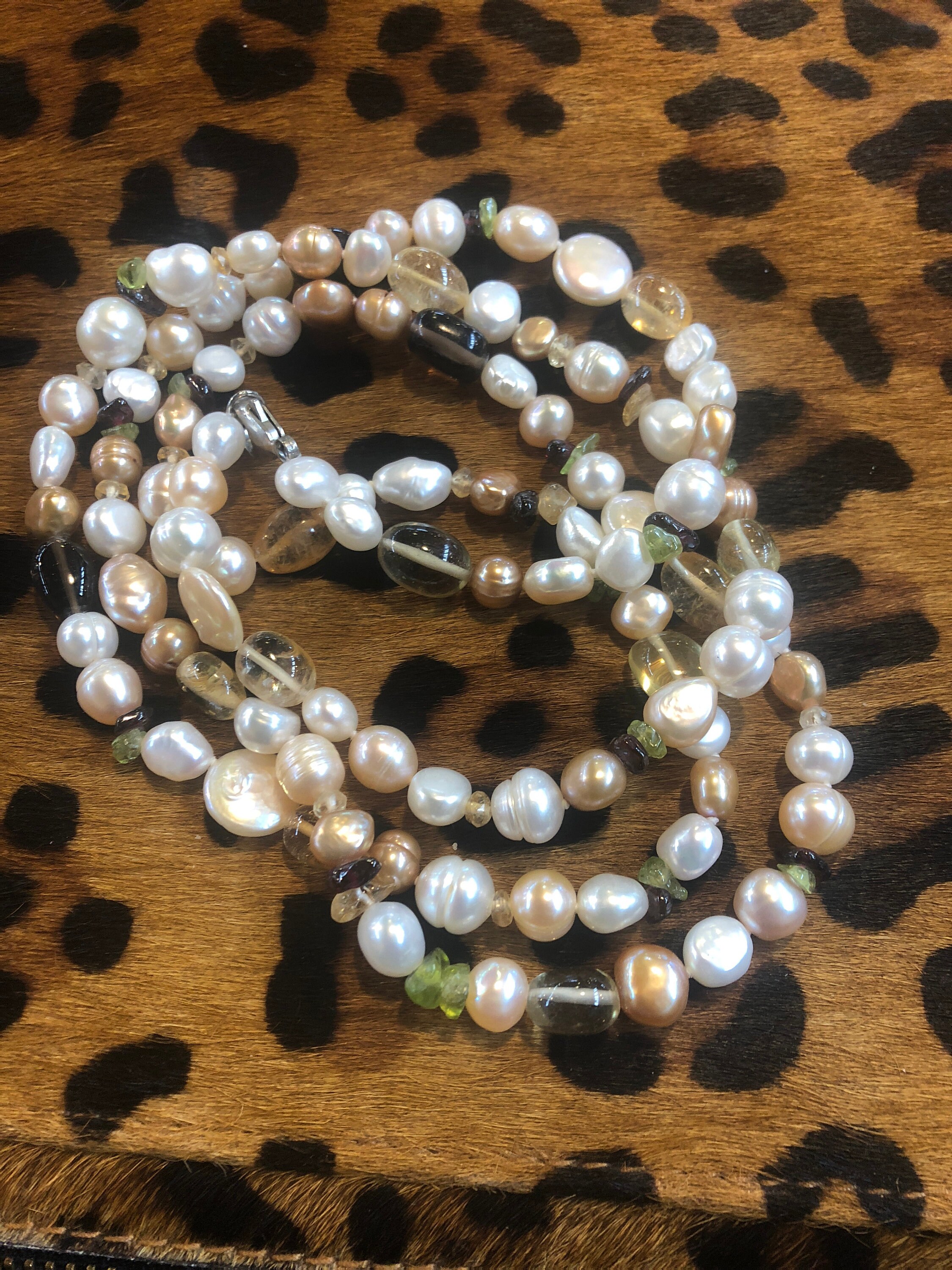 Freshwater pearls & gemstone necklace 925 Etsy