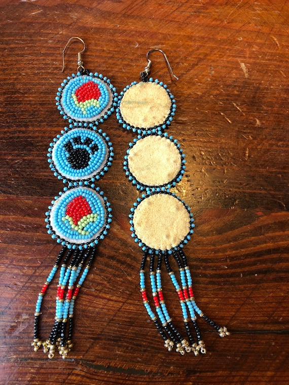 Little Mocha Earrings, Native Beadwork