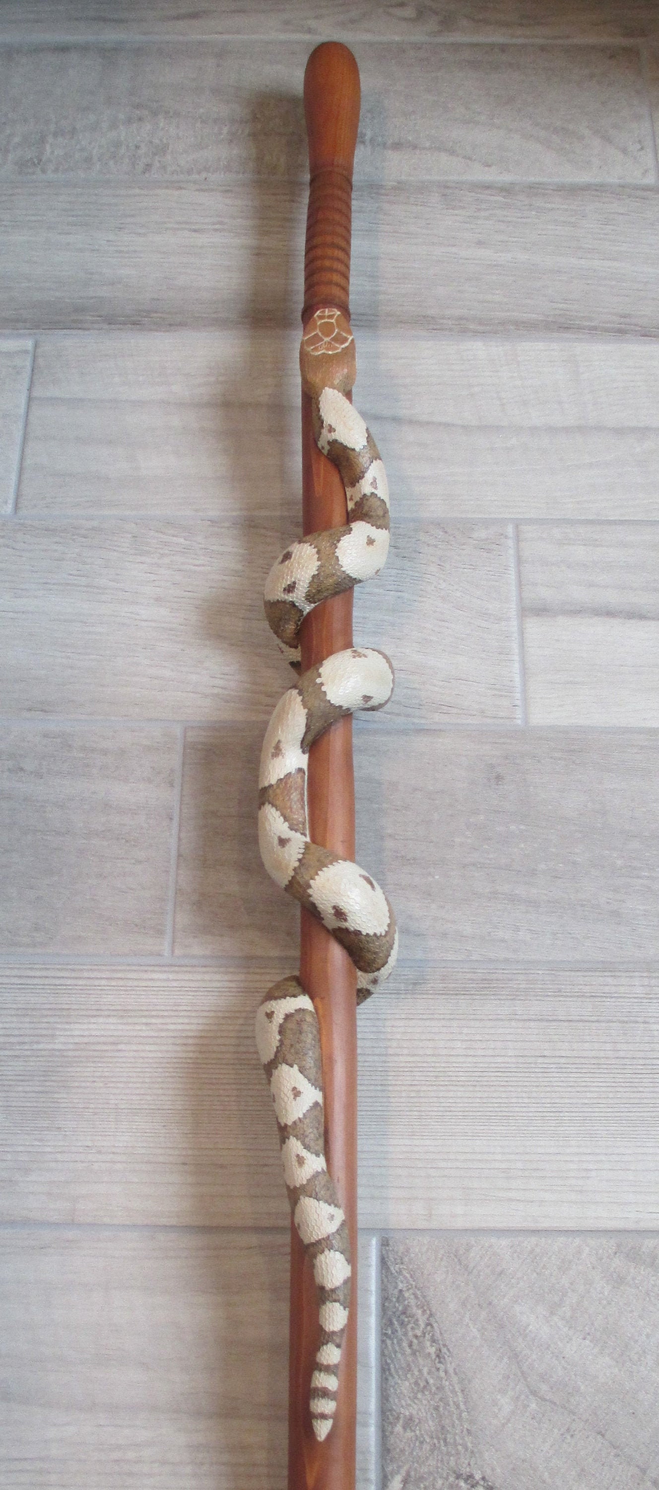 Copperhead Snake on Hand-carved Cedar Walking Stick 3 | Etsy
