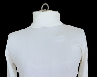60s minimalist off-white turtleneck, small - medium, mod, vintage in acrylic