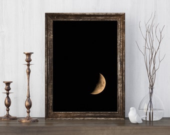 Waning Crescent - Moon Phases - Space Night Sky Photography - Nature Photography - Photographic Print