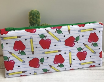 Pencil Pouch, Zipper Pouch, Back To School, Apples & Pencils, Pencil Case, Teacher Gift, School Supplies, Cosmetic Bag, Eyeglass Case