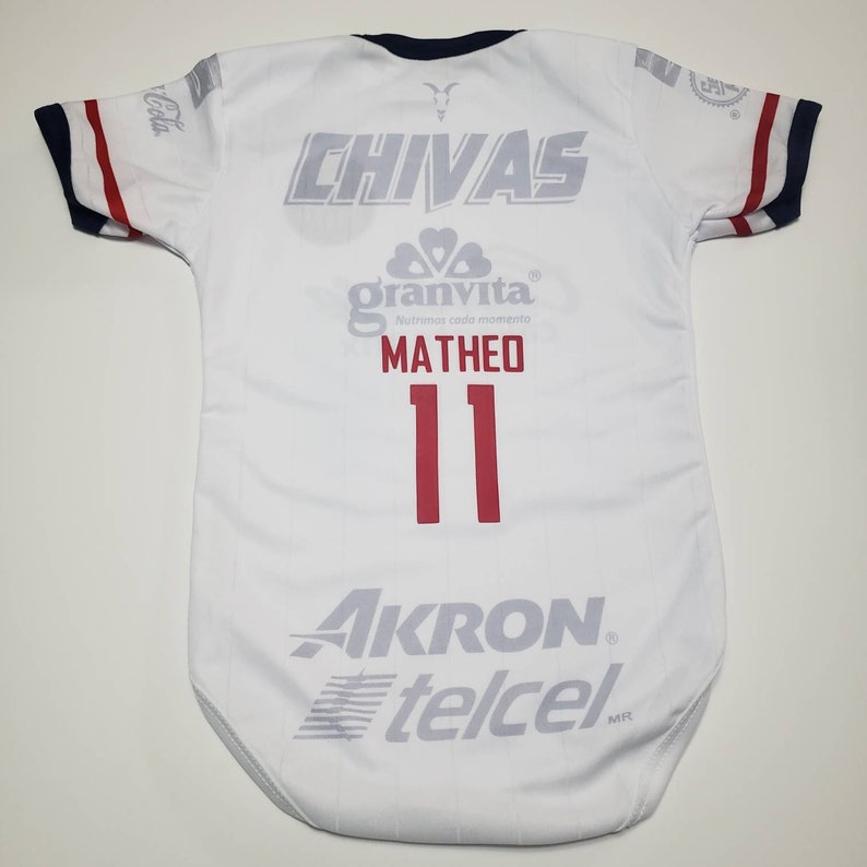 Chivas Gal\u00e1cticas de Guadalajara Mameluco de Bebe Baby Body Suit Personalizado con Nombre y N\u00famero Baby Soccer Jersey Liga Mx