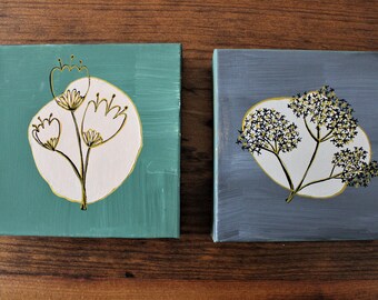 Green & Gray Floral Set of 2