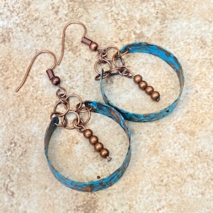 Copper & Turquoise Hoop Earrings