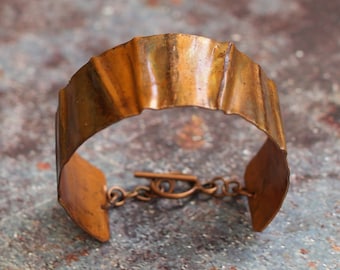 Copper Cuff Bracelet - 1 inch with clasp