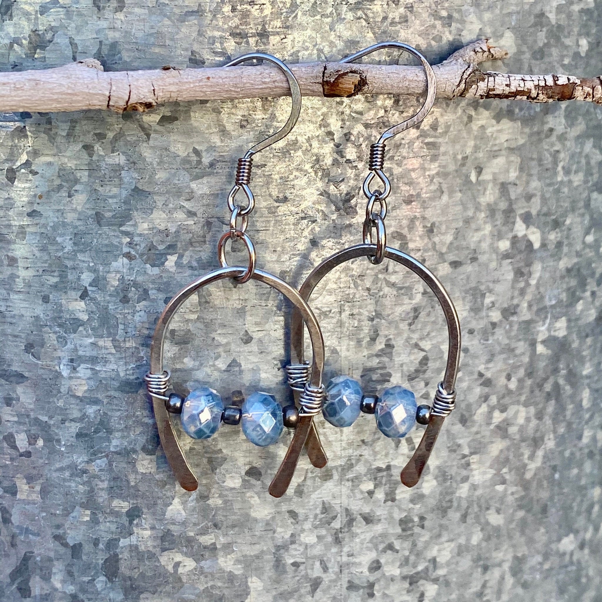 Hammered Horseshoe Earrings Etsy