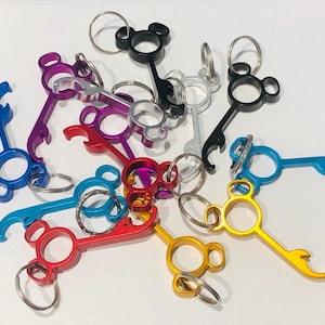 5 Mickey Mouse Shaped bottle openers - great Disney Cruise fish extender gift for dads and moms - assorted colors