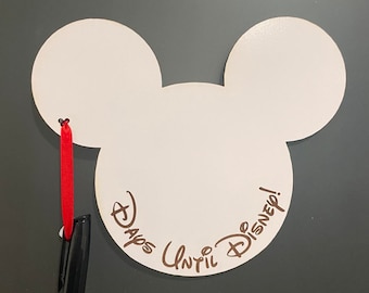Days to Disney countdown dry erase board - Mickey shaped with dry erase marker magnetic option available World Disneyland Cruise Line