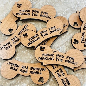 Mickey Ears Cast Member appreciation tokens - premium cherry wood with gift bag - mouse thank you Disney cruise line