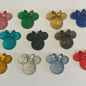 5 Minnie Mouse shaped Glitter Magnets - assorted colors - great for Disney Cruise Fish Extender or Trading - teacher gift idea