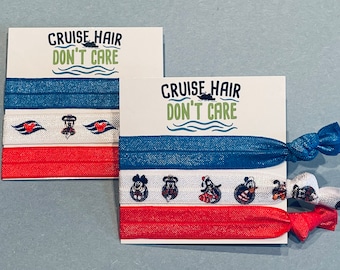3 Disney Cruise Hair Ties - Girls or moms gift idea for DCL Fish Extender exchange Teens Elastics wristlets Mickey Minnie Mouse