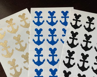 15 vinyl Mickey Mouse anchor-shaped decal stickers - Disney Cruise fish extender gift ideas for moms, girls envelope seals