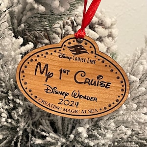 My First Cruise Disney Cruise Christmas ornament - cherry wood Fish extender FE gift idea 2025 customizable - Custom with Ship&#39;s name 2024