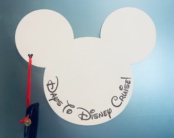 Days to Disney Cruise countdown dry erase board - Mickey shaped with dry erase marker magnetic option available cabin door
