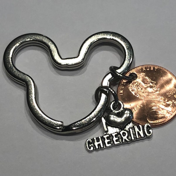 2024 Lucky cheer Penny Keyring with Cheerleading charm - Mickey, Heart or Star (or pick the year!) - summit gift ide