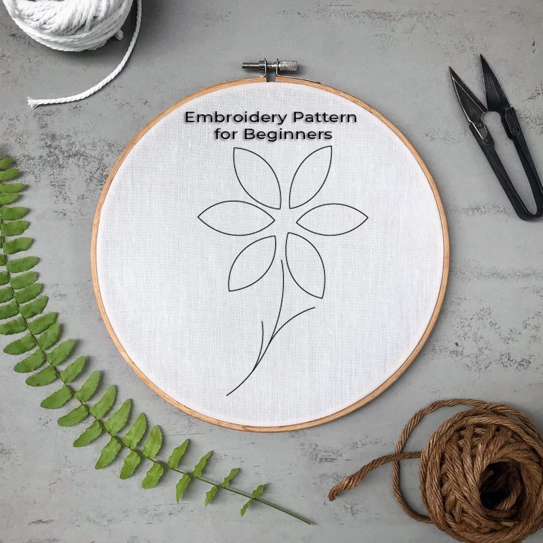 Minimal Floral Embroidery Pattern for Beginners – Simple Hand ...