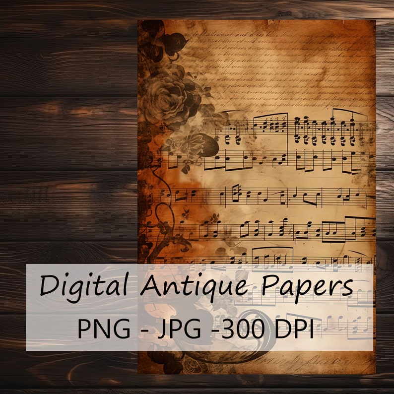 Vintage Sheet Music Art - Printable Digital Download for Scrapbooking ...