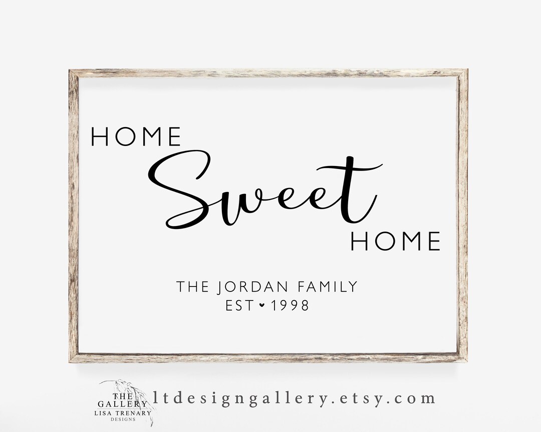 Home Sweet Home Sign, Family Name Printable, Customized Last Name
